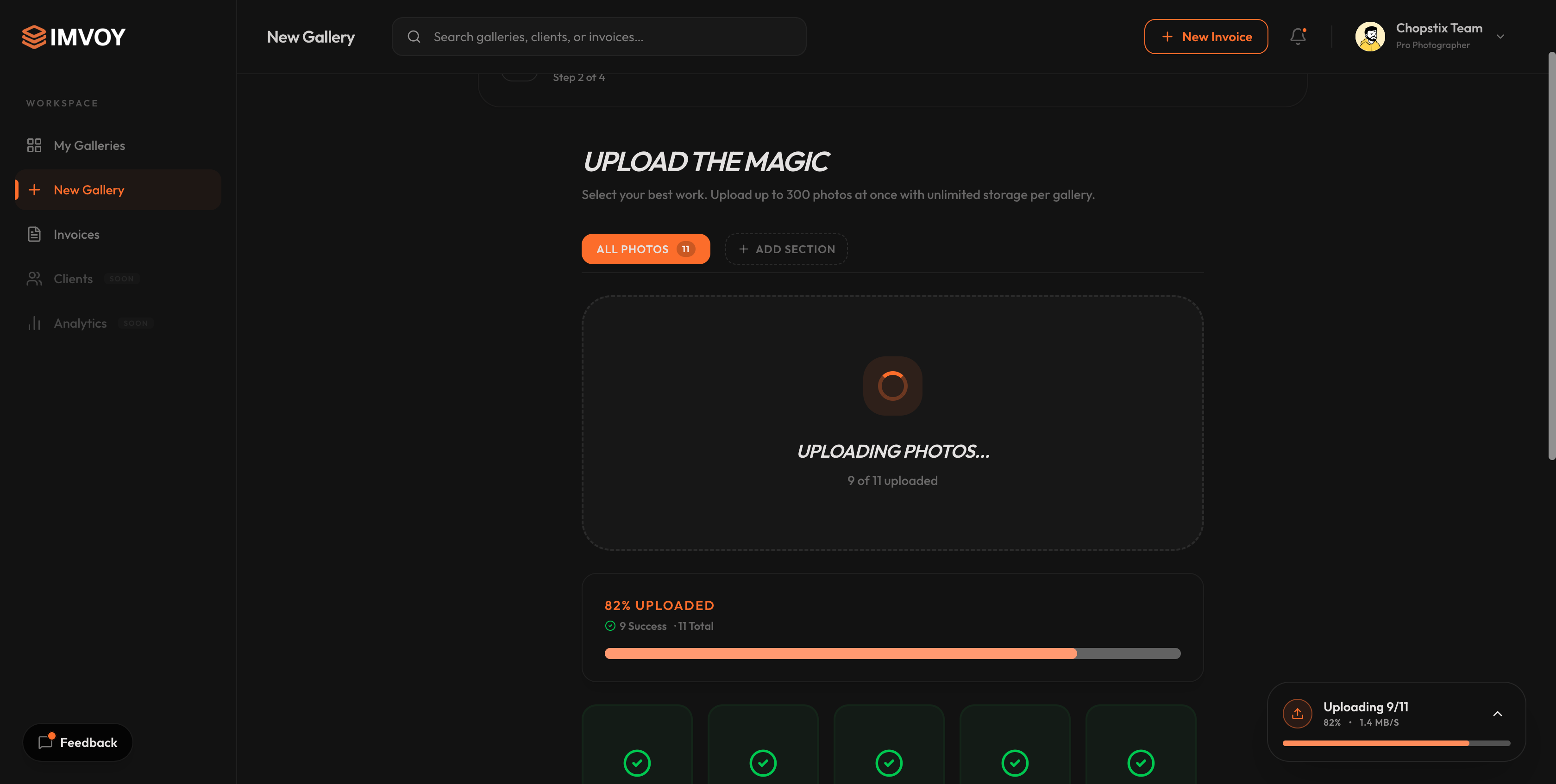 Imvoy Gallery Creation: Direct Upload Engine