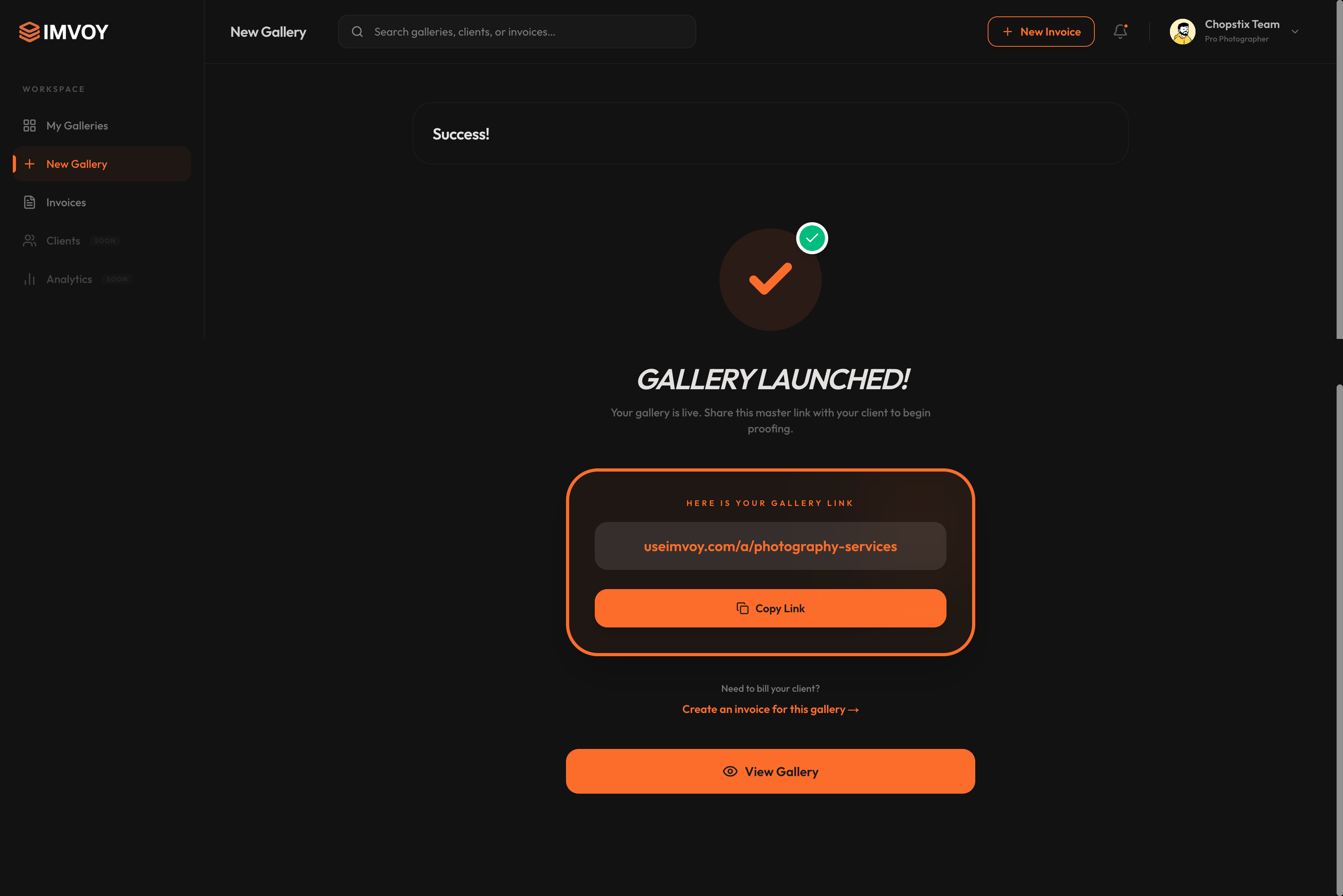 Imvoy Launch Engine: Decoupled Public Magic Link Gallery & Private Invoice URLs
