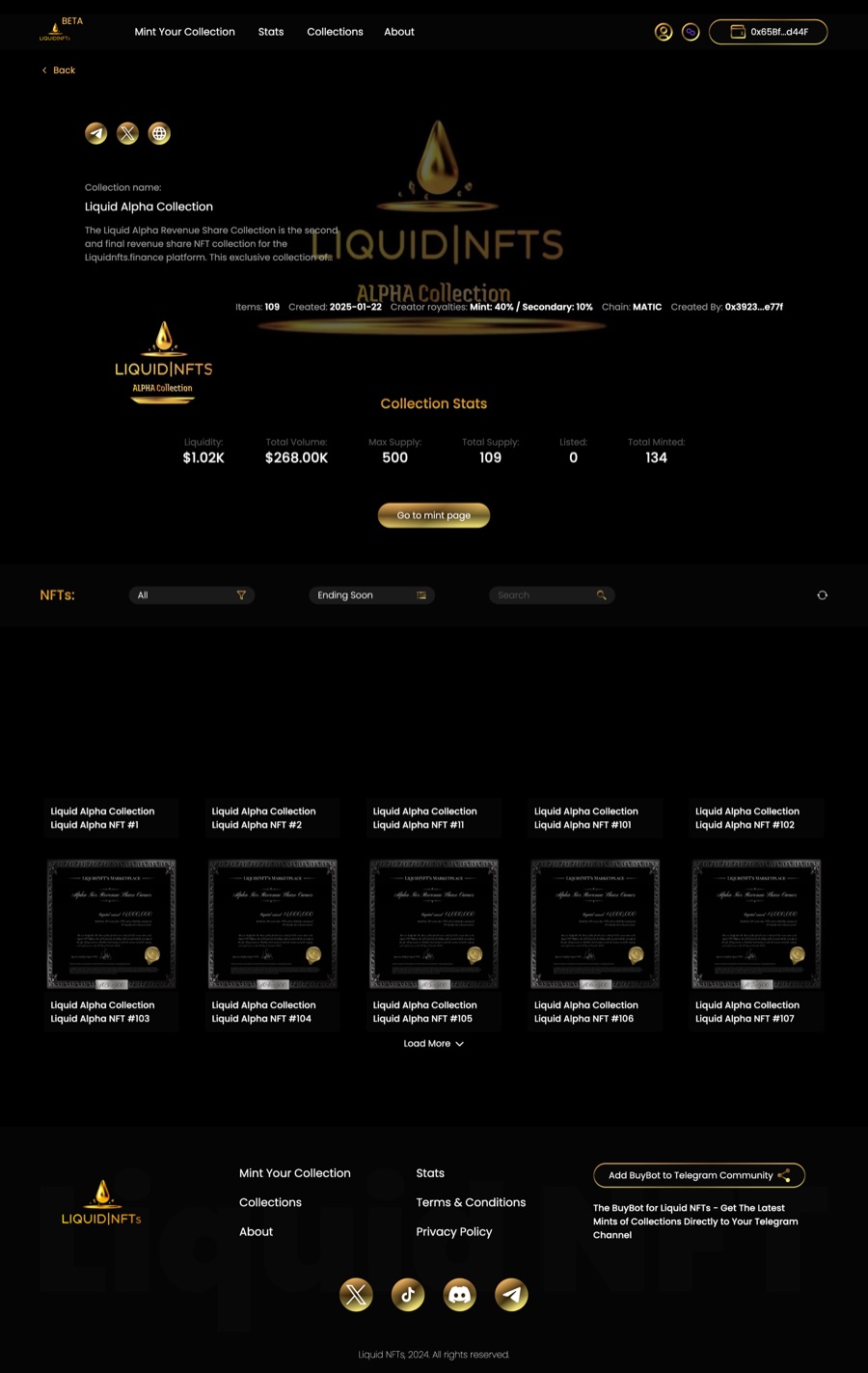 Collection Page: Poor filtering, missing NFT metadata, and unorganized items